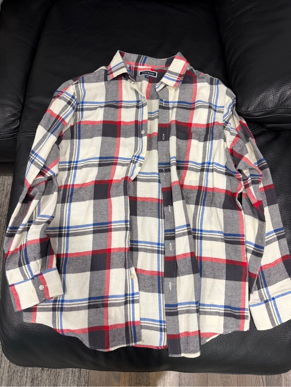 Club Room Cream Plaid Button-Down with Red, Blue & Black